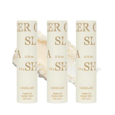 Zeroslash Vegan Lip Butter Stick with Shea Butter &amp; Squalane 0.13oz - Hydrating Lip Balm for Dry, Chapped Lips | Plant-Based Lip Care with 6 Natural Oils | Overnight Lip Mask | Pack of 3