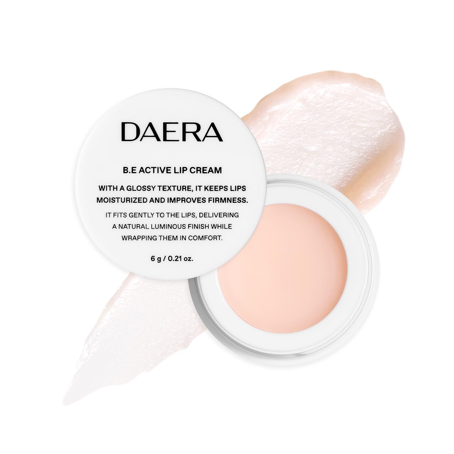 Daera B.E Active Lip Cream 6g, Hydrating, Moisturizing &amp; Plumping Korean Overnight Sleeping Mask for Dry Lips, Glossy Finish, Natural Ingredients, Non-Irritating, Gentle for Sensitive Skin