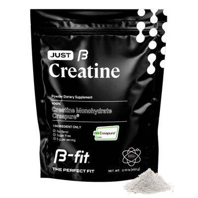 B-FIT B Creatine Monohydrate Powder - Just Creatine Creapure - 90 Servings - 450 g - Pre Workout Creatine for Women - Sugar-Free - Flavorless Supplement - 3 Month Supply