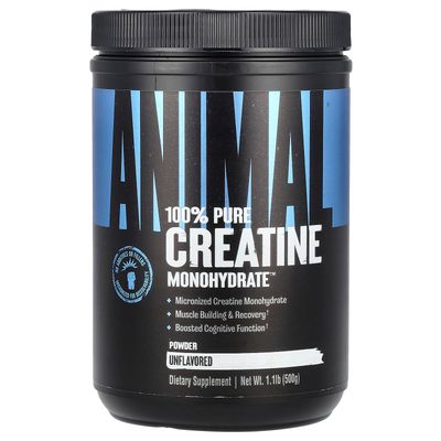 Animal Micronized Creatine, Monohydrate Powder, Unflavored, 1.1 lb (500 g)