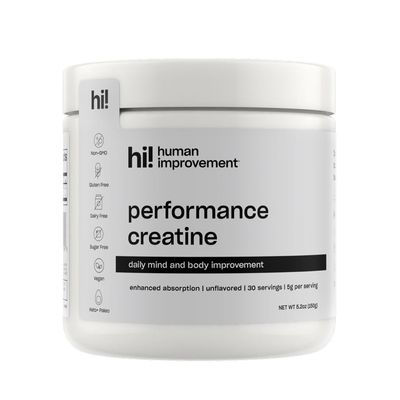 Human Improvement Performance Creatine Powder | Micronized Creatine Monohydrate for Women and Men | Enhanced Absorption to Support Mind and Body Performance &amp; Boost Cellular Health | 30 Servings