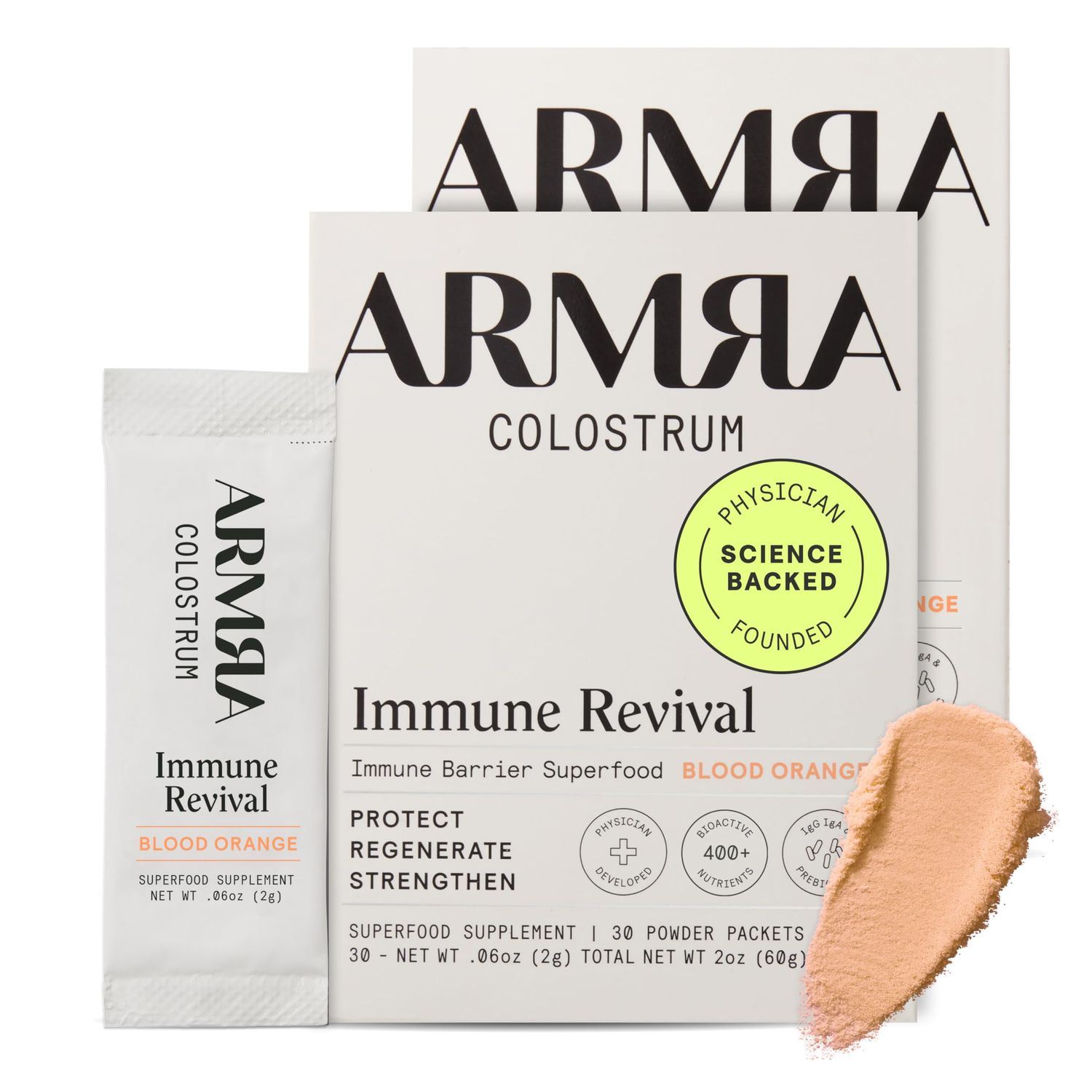 ARMRA Colostrum Powder | Blood Orange | Gut Health &amp; Bloating | Skin &amp; Hair | Immunity | Keto, Gluten &amp; Fat-Free | 60 Servings