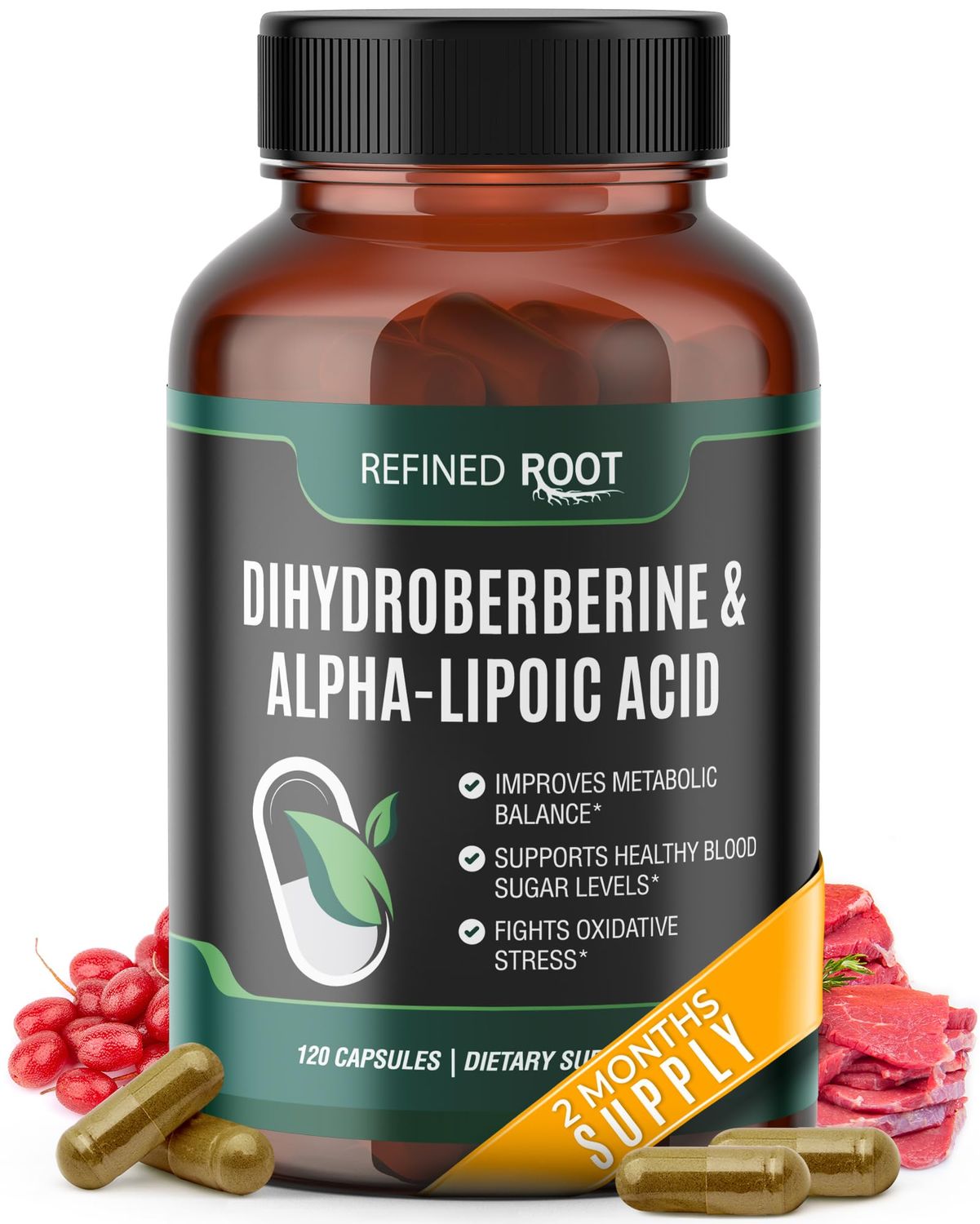 Refined Root Dihydroberberine 300mg with Alpha Lipoic Acid 600mg Supplement - Extra Strength Berberine Supplement with Alpha-Lipoic Acid (ALA) - Advanced Dihydroberberine for Optimal Health