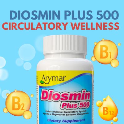 Arymar Diosmin Plus 500 - Circulatory System Support Supplement, 500mg, 120 Capsules