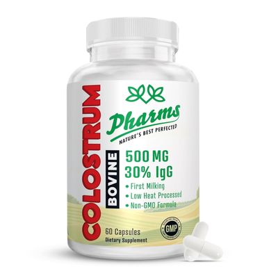 Bovine Colostrum Supplement for Gut Health, Immune Support, Muscle Recovery &amp; Athletic Performance - First Milking Colostrum Capsules for Humans, Adults - 30 Immunoglobulin G (IgG) - 60 Capsules