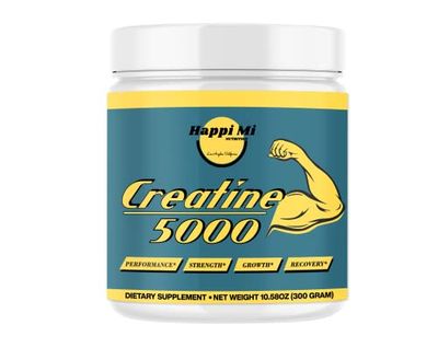 Happi Mi Nutrition Micronized Creatine Monohydrate Powder, Unflavored, Pre Workout, Post Workout, Recovery, Muscle Building, Improve Athletic Performance, 300 Gram, 5000mg per Serving, 60 Servings