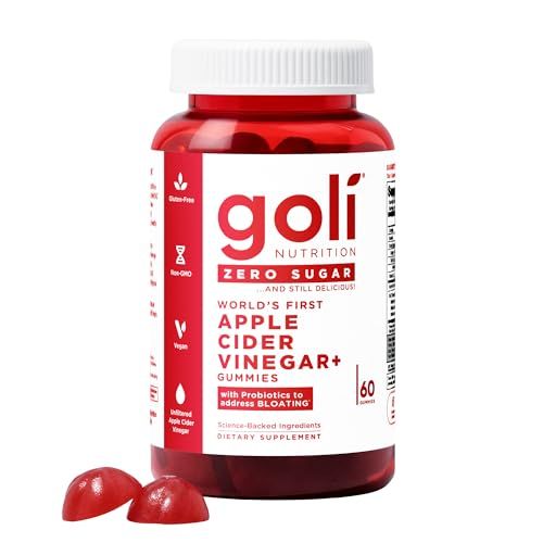 Goli Zero Sugar Apple Cider Vinegar Gummies - Vitamin B12, Probiotics to Address Bloating. No Artificial Sweeteners, No Sugar Alcohols. Vegan, Plant Based, Non-GMO, Gluten-Free &amp; Gelatin Free. (1)