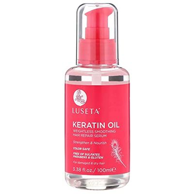 Luseta Keratin Hair Oil Serum for Color Treated Damaged &amp; Dry Hair Strengthening &amp; Nourishing, Keratin Hair Treatment Oil, Free of Sulfates, Paraben and Gluten 3.38 oz