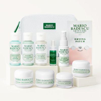 A Little Bit of Mario 10-Piece Skincare Kit - Vitamin C Serum, Glycolic Acid Toner, Hyaluronic Dew Cream, Collagen Mask, HOCI Spray &amp; Cleanser - Brightening, Anti-Aging &amp; Hydration - Travel &amp; Gift Set