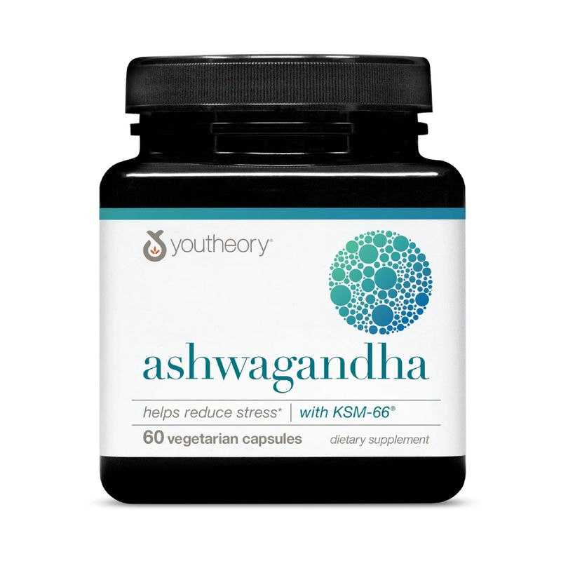 Youtheory Ashwagandha - 1,000 mg - Stress Support Supplement - Cortisol Support Supplement - Gluten, Dairy &amp; Soy Free - 60 Vegetarian Capsules
