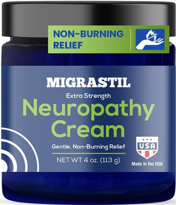 Basic Vigor Migrastil Neuropathy Relief Cream Extra Strength for Feet, Legs, and Hands. Made in The USA. Vegan and Cruelty-Free, Non-Greasy, Gentle, Non-Burning with Cooling Effect (4 oz.)