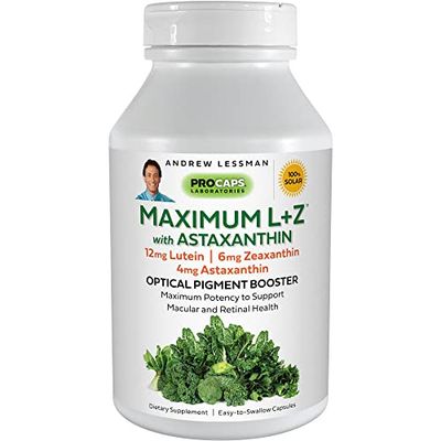 ANDREW LESSMAN Maximum LZ with Astaxanthin 60 Softgels - 12mg Lutein, 6mg Zeaxanthin, 4mg Astaxanthin. Key Nutrients to Support Eye and Brain Health, and Promote Healthy Vision.