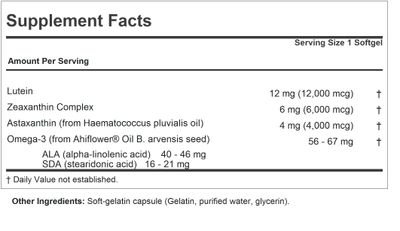 ANDREW LESSMAN Maximum LZ with Astaxanthin 60 Softgels - 12mg Lutein, 6mg Zeaxanthin, 4mg Astaxanthin. Key Nutrients to Support Eye and Brain Health, and Promote Healthy Vision.