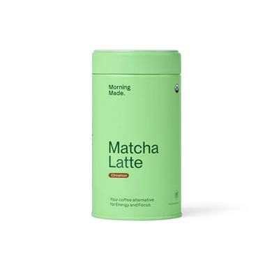 Morning Made Cinnamon Flavored Matcha Powder | 8.46oz (240g) Resealable Tin | 60 Servings Premium Japanese Green Tea | Sweetened with Organic Sugar | Perfect for Lattes, Smoothies, and Baking | Ric...