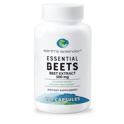Earth&#39;s Splendor Essential Beets Supplement - Premium Beet Root Extract for Heart Health, Enhances Athletic Performance, 2-Month Supply, Vegan &amp; Allergen-Free
