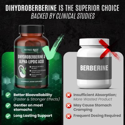 Refined Root Dihydroberberine 300mg with Alpha Lipoic Acid 600mg Supplement - Extra Strength Berberine Supplement with Alpha-Lipoic Acid (ALA) - Advanced Dihydroberberine for Optimal Health