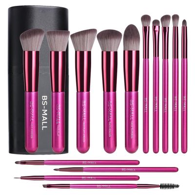 BS-MALL Makeup Brushes 14 pcs Makeup Tools Kit Premium Synthetic Powder Foundation Contour Concealers Lip Brushes with Makeup Sponge &amp; Eyeshadow Applicator Kit