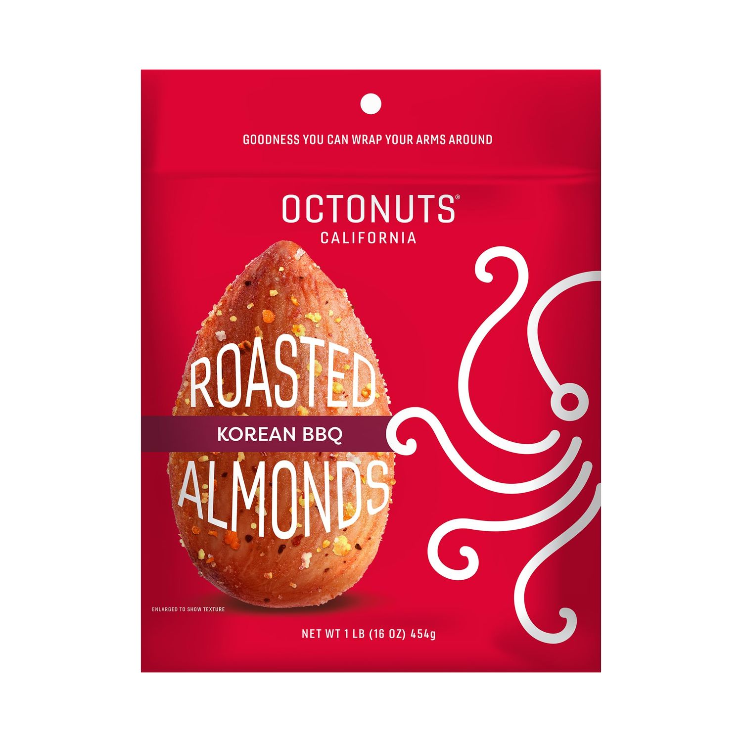 Octonuts Dry Roasted Korean BBQ Almonds (16oz) Healthy Snack for Adults and Kids - Plant Protein with Fiber, Calcium, and Iron - Low Carb, Low Calorie - Non-GMO and Gluten-Free