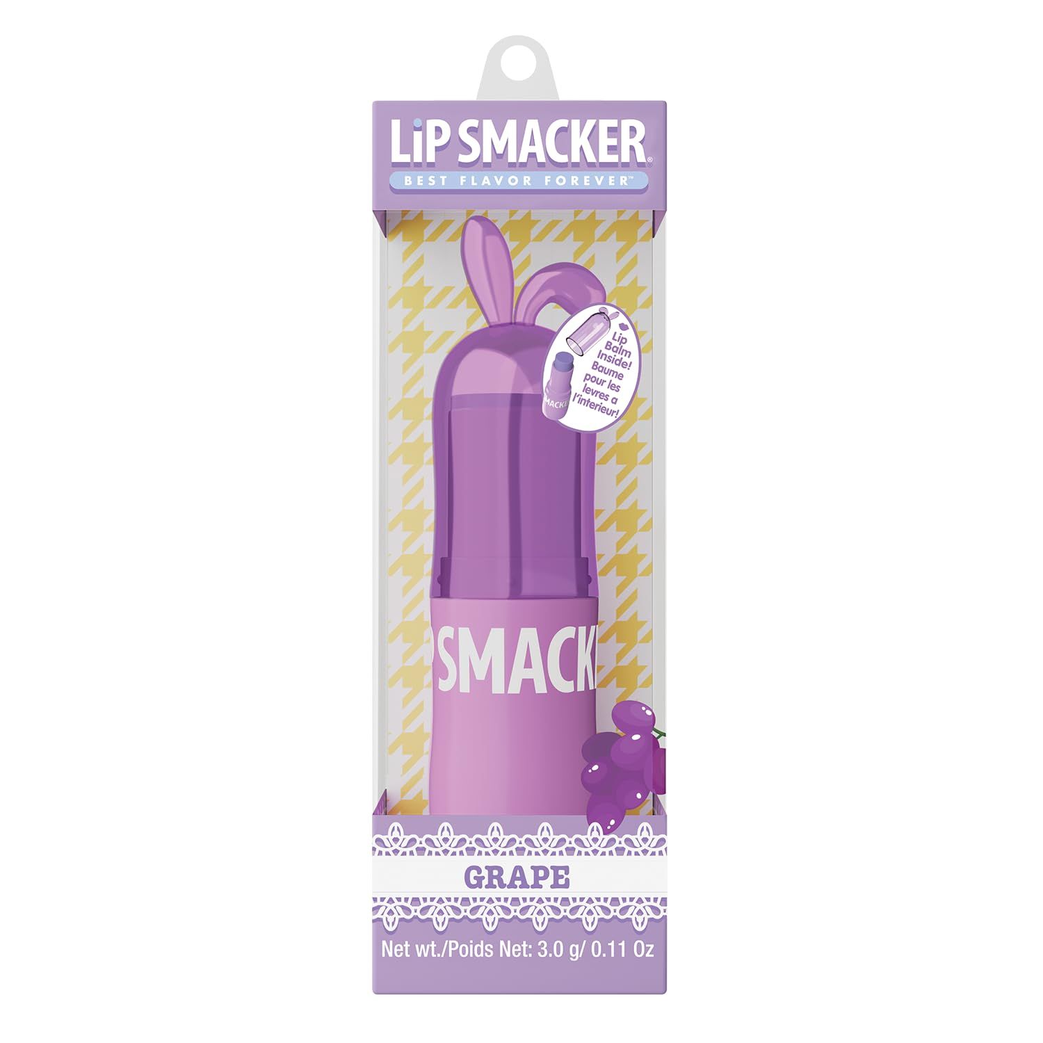 Lip Smacker Bunny Lip Balm, Moisturizing &amp; Hydrating Lip Care, Fun &amp; Collectible Easter Gift for Kids &amp; Lip Balm Lovers - Grape