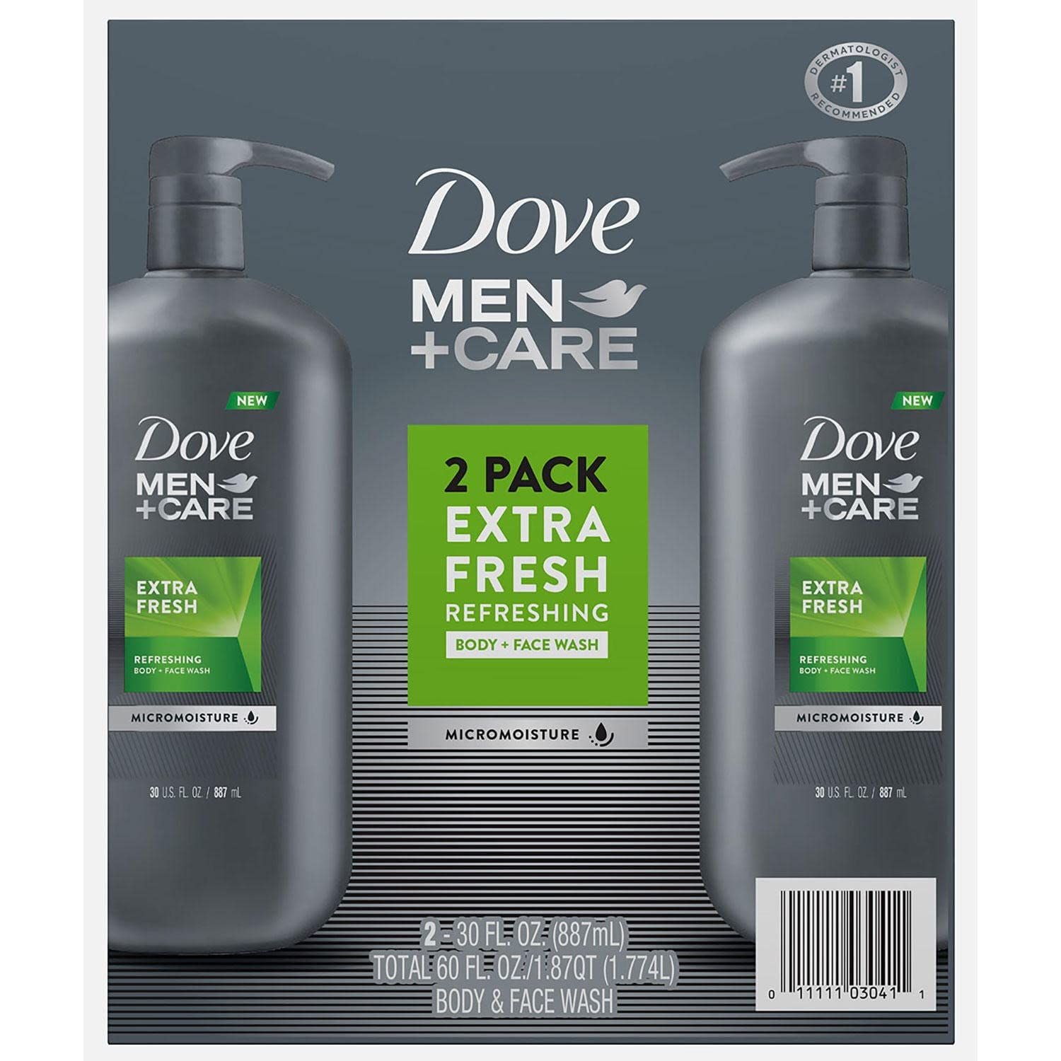Dove MenCare Body and Face Wash Extra Fresh, 30 Fluid Ounce (Pack of 2)