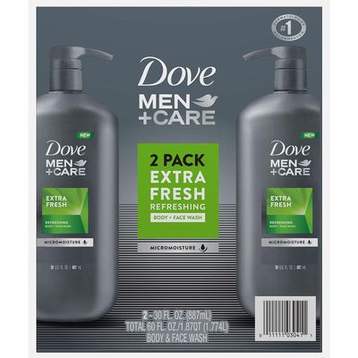 Dove MenCare Body and Face Wash Extra Fresh, 30 Fluid Ounce (Pack of 2)