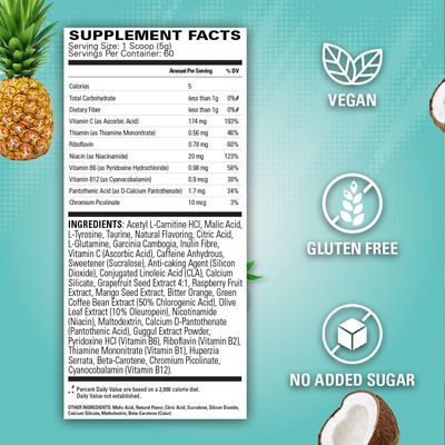 EHP Labs OxyShred Pre Workout Powder - Preworkout Powder with L Glutamine &amp; Acetyl L Carnitine, Energy Boost Drink - Bahama Breeze, 60 Servings