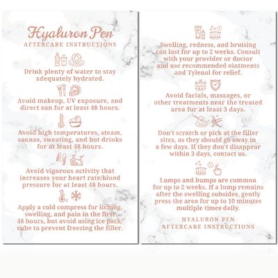 Havongki - 100 Pack - Premium Hyaluron Pen Lip Filler Aftercare Instructions Card 2 x 3.5&quot; Accessories Supplies Kit Care - HP21A100_N