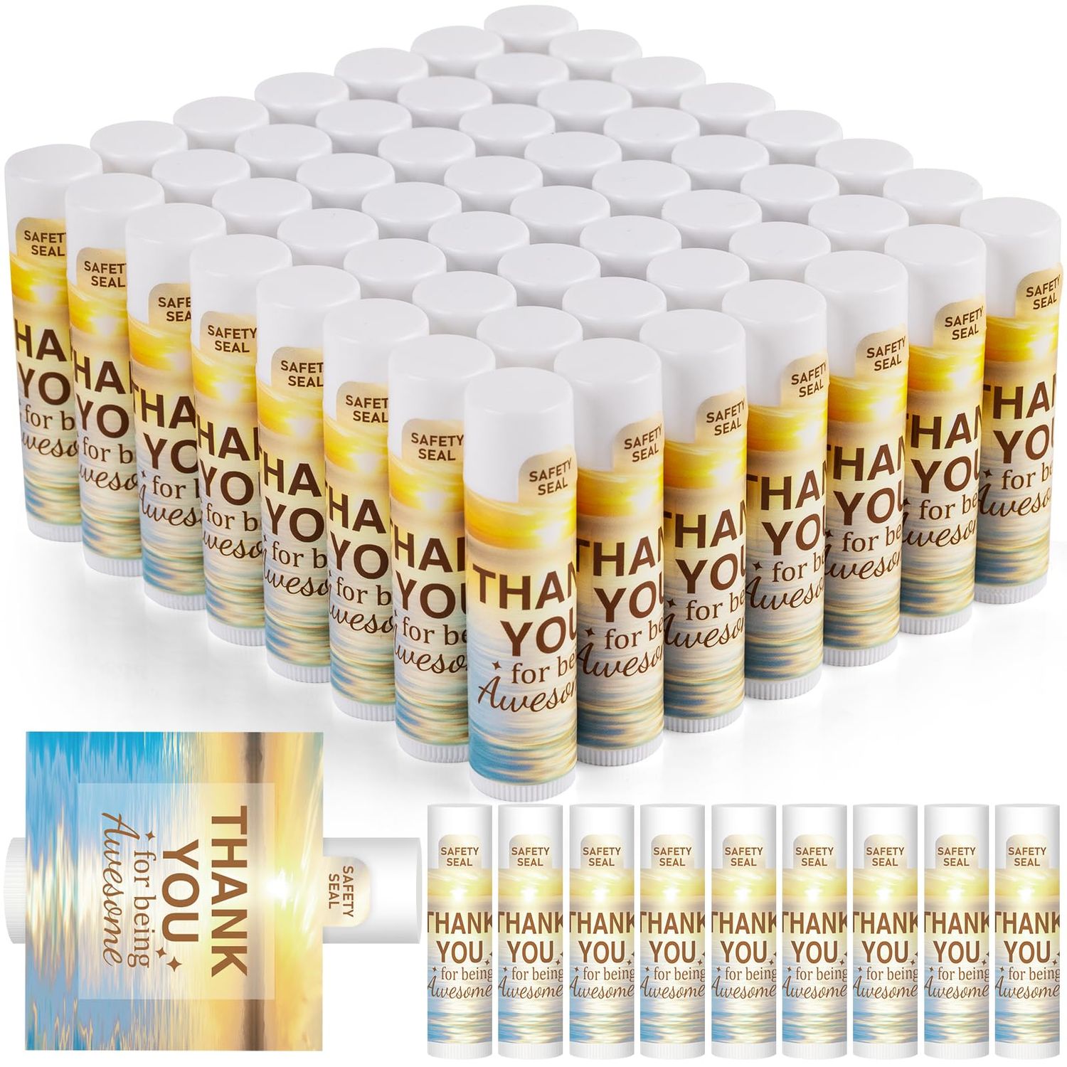 DMSKY Appreciation Gifts 60 Pcs Lip Balm Bulk, Staff Appreciation Gifts Bulk Thank You Gifts Bulk for Coworkers Teacher Worker Employee Leaving Farewell Gifts