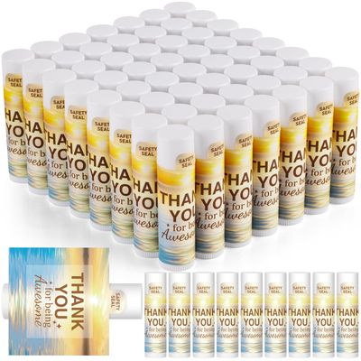 DMSKY Appreciation Gifts 60 Pcs Lip Balm Bulk, Staff Appreciation Gifts Bulk Thank You Gifts Bulk for Coworkers Teacher Worker Employee Leaving Farewell Gifts