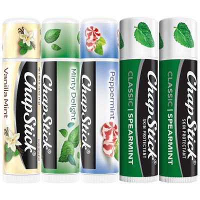 ChapStick Lip Balm, Mint Favorites (Vanilla Mint, Minty Delight, and Peppermint) 2 Classic Spearmint, 0.15 Oz Ea (5 Piece Set)