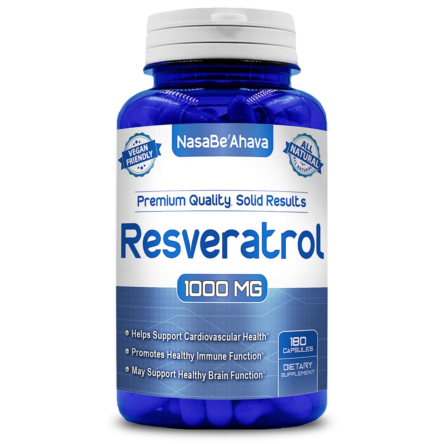 Resveratrol 1000mg Capsules | Vegan Friendly Resveratrol Supplement from Easy Absorption Antioxidant Japanese Knotweed for Skin Heart and Brain Support | Made in US cGMP Facilities (90 Day Supply)