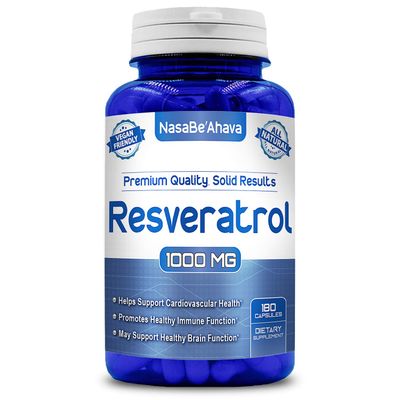 Resveratrol 1000mg Capsules | Vegan Friendly Resveratrol Supplement from Easy Absorption Antioxidant Japanese Knotweed for Skin Heart and Brain Support | Made in US cGMP Facilities (90 Day Supply)