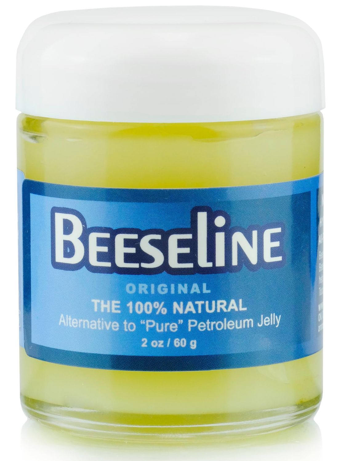 Beeseline Original - 100 Natural &amp; Hypoallergenic Alternative to Petroleum Jelly - Lips, Hands, Baby, Makeup Remover and More (Glass Jar) (2 oz)