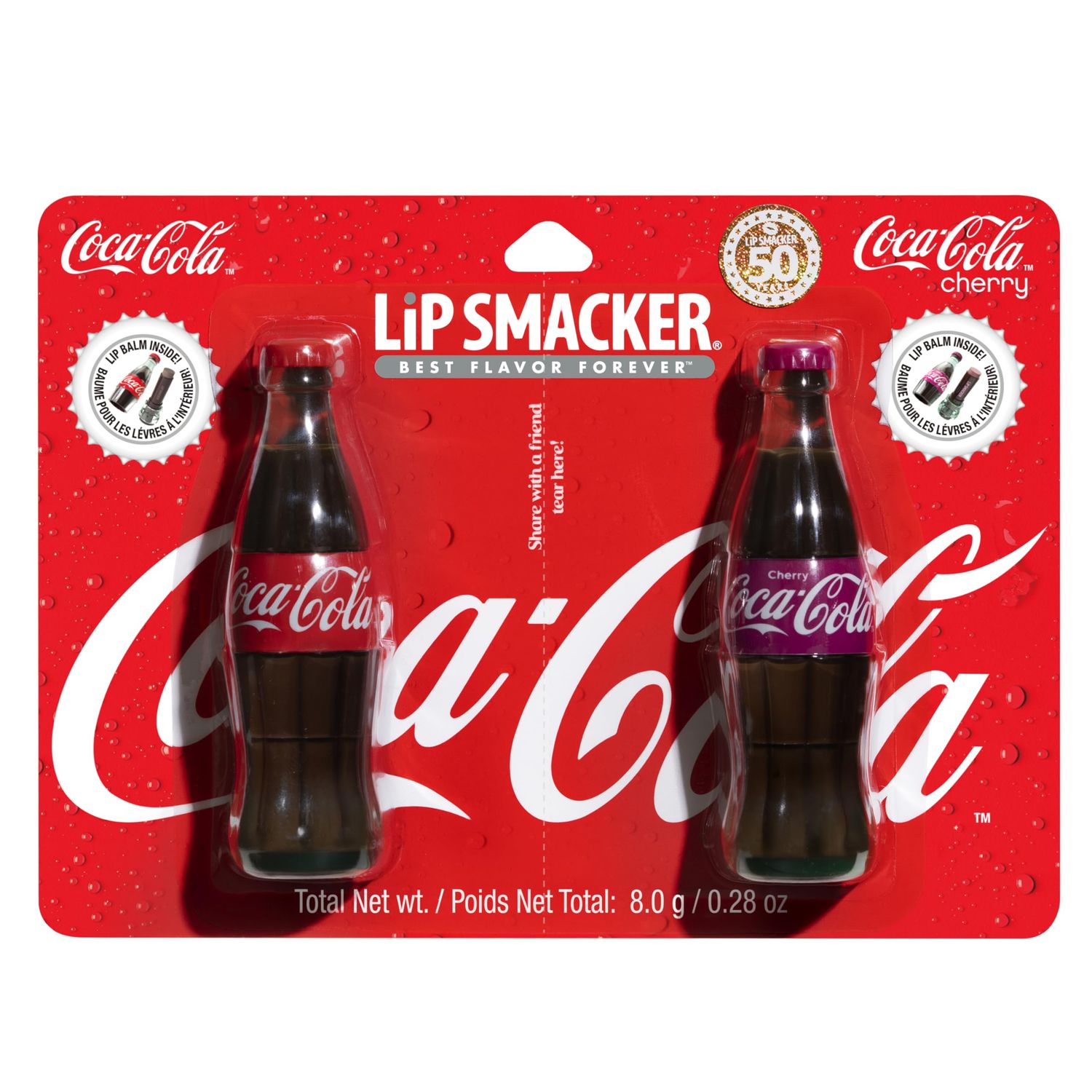 Lip Smacker Coca-Cola Bottle Lip Balm Duo, Moisturizing &amp; Glossy Finish, Featuring Iconic Contour Bottle Design Fun, Collectible Gift for All Ages