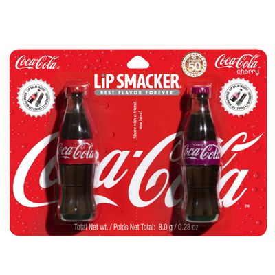 Lip Smacker Coca-Cola Bottle Lip Balm Duo, Moisturizing &amp; Glossy Finish, Featuring Iconic Contour Bottle Design Fun, Collectible Gift for All Ages