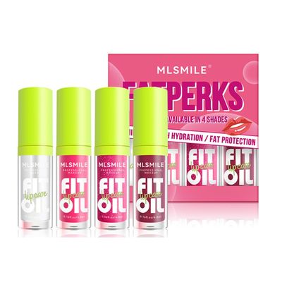 4 Colors Lip Oil Set - Available in 2 Shades, Hydrating, Highly Pigmented, Nourishing Shine for Soft, Smooth Lips (SET A)