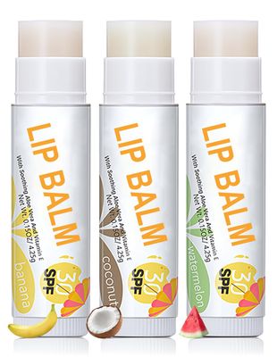 Wugbc 3 Pcs Lip Balm Set SPF 30 Banana Coconut Watermelon Moisturizing Lipstick Lightweight Prevents Soothes Dry Chapped Lips Non-sticky Daily Sun Protection for Lips