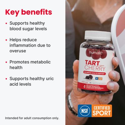 HumanN Tart Cherry Gummies - Uric Acid, Immunity, Inflammation & Metabolic Health Support - NSF Certified Sport, Powerful Antioxidant & Non-GMO - from Maker of SuperBeets - 60 Sugar-Free Vegan Gummy