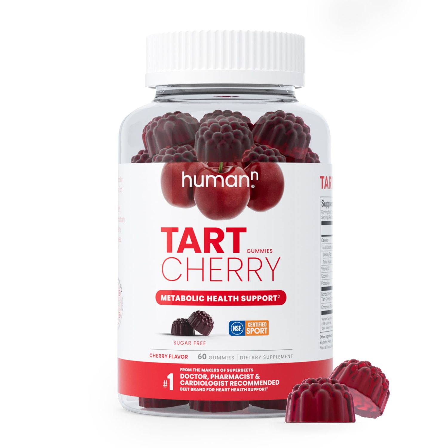 HumanN Tart Cherry Gummies - Uric Acid, Immunity, Inflammation &amp; Metabolic Health Support - NSF Certified Sport, Powerful Antioxidant &amp; Non-GMO - from Maker of SuperBeets - 60 Sugar-Free Vegan Gummy