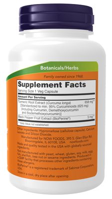NOW Supplements, Turmeric Curcumin with BioPerine, Immune System Support, Standardized to 95 Curcuminoids, Enhanced Absorption, 90 Veg Capsules