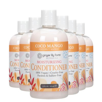 Ginger Lily Farms Botanicals Moisturizing Conditioner for Dry Hair, Coco Mango, 100 Vegan &amp; Cruelty-Free, Coconut Mango Scent, 12 Fl Oz (Pack of 6)