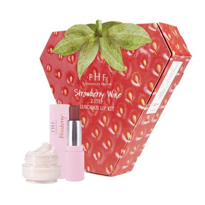 FarmHouse Fresh Strawberry Wine 2-Step Polish &amp; Treat Lip Kit, 4.4 oz.