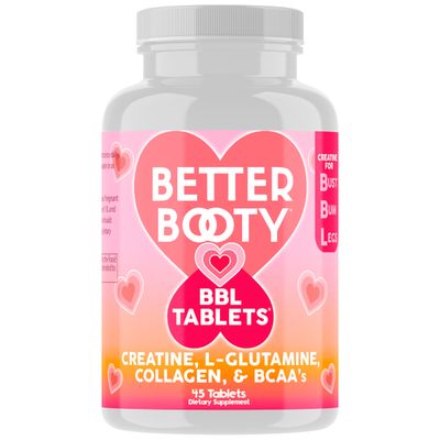 Angry Supplements Better Booty Creatine Tablets for Women, Creatine Monohydrate Pills w. L-Glutamine, Collagen, BCAA&#39;s Hydration Blend for Energy Focus Workout Fitness Support (45ct)