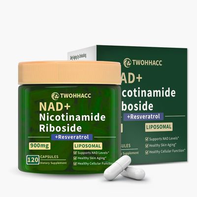 TWOHHACC NAD Supplement NAD Nicotinamide Riboside Resveratrol 900mg 120 Capsules Liposomal NAD Supplements for Women Men Support Cellular Health Anti-Aging Energy Focus Boost NAD Levels