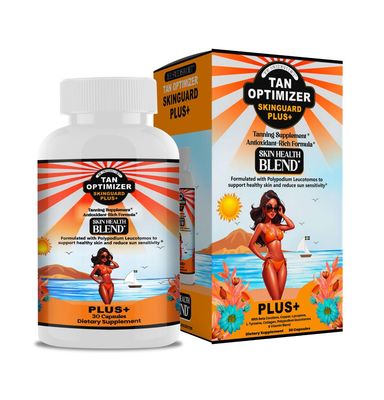 Tan Optimizer SkinGuard Plus - Sugar-Free Tanning &amp; Anti-Aging Supplement with 240mg Polypodium, Beta Carotene &amp; Antioxidants for Radiant, Youthful Skin - 30 Capsules