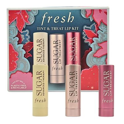 Tint and Treat Lip Kit by Fresh for Women - 3 Pc 0.07oz Sugar Lip Treatment - Rose, 0.07oz Sugar Advanced Therapy, 0.07oz Sugar Lip Treatment - Bloom
