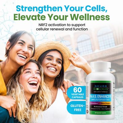 NAS Enhancer - Advanced Antioxidant &amp; Energy Supplement - Supports Cellular Detox &amp; Defense, Metabolic Balance &amp; Longevity with NRF2 Activator, Turmeric, Piperine &amp; Glutathione - 60 Veg Capsules