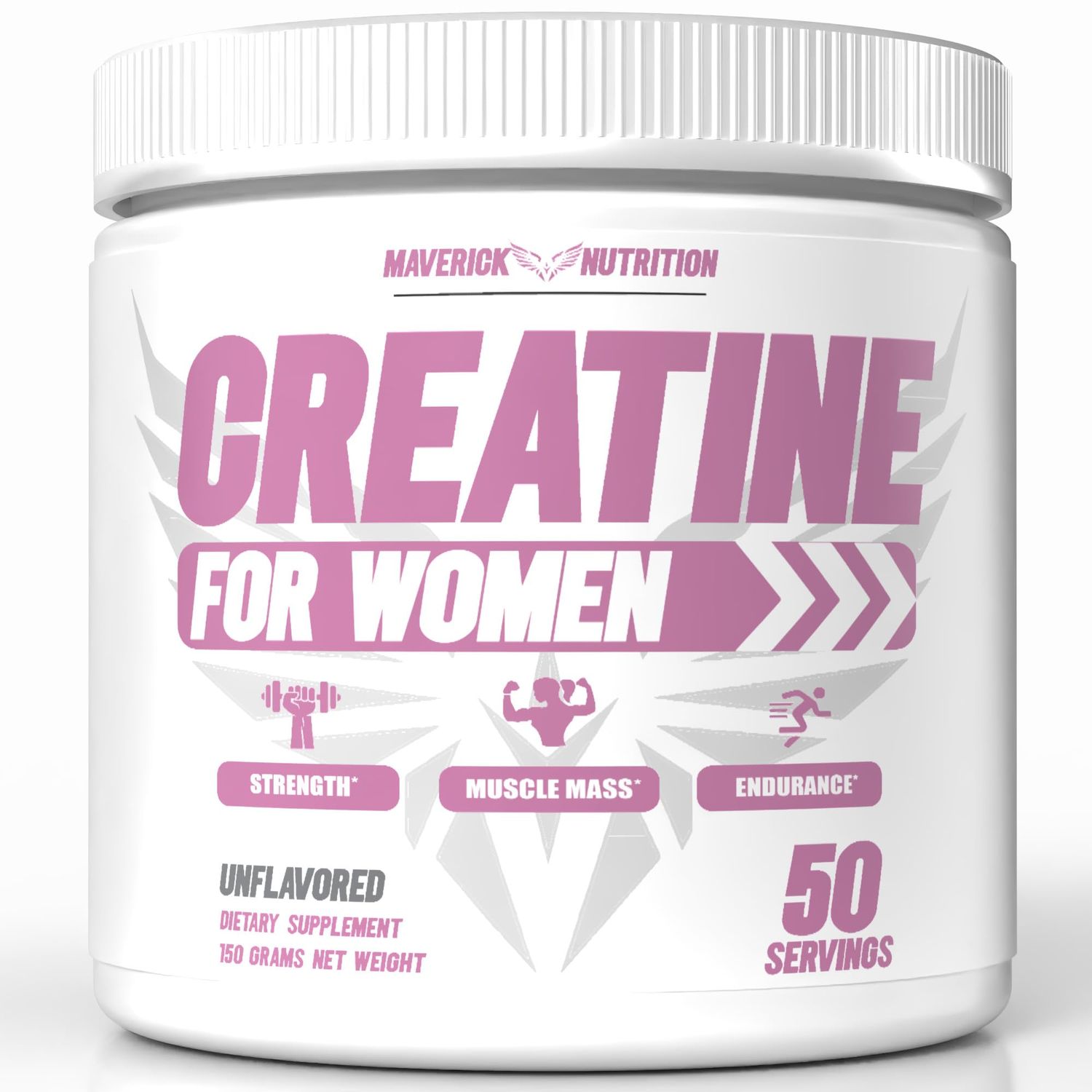 Maverick Nutrition Creatine for Women - Creatine Monohydrate for Women - May Help to Increase Lean Muscle Mass, Reduce Recovery Time &amp; More - Creatina - 50 Servings - Unflavored