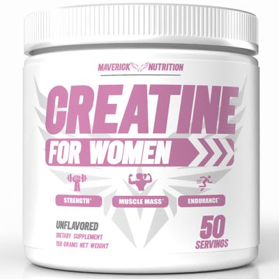 Maverick Nutrition Creatine for Women - Creatine Monohydrate for Women - May Help to Increase Lean Muscle Mass, Reduce Recovery Time &amp; More - Creatina - 50 Servings - Unflavored