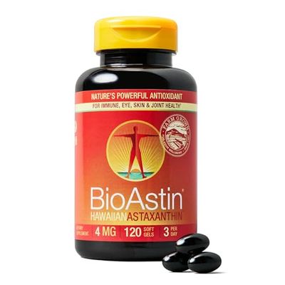 Nutrex Hawaii BioAstin Hawaiian Astaxanthin - 4mg, 120 Softgels - Farm-Direct Premium Antioxidant Supplement to Support Eye, Skin, Joint &amp; Immune System Health - Non-GMO &amp; Gluten-Free